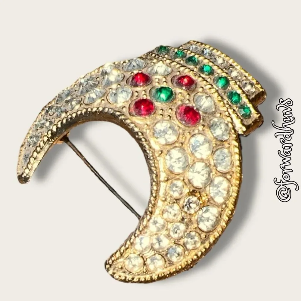 Vintage Shriners Fez Pin with Clear Rhinestone Accents